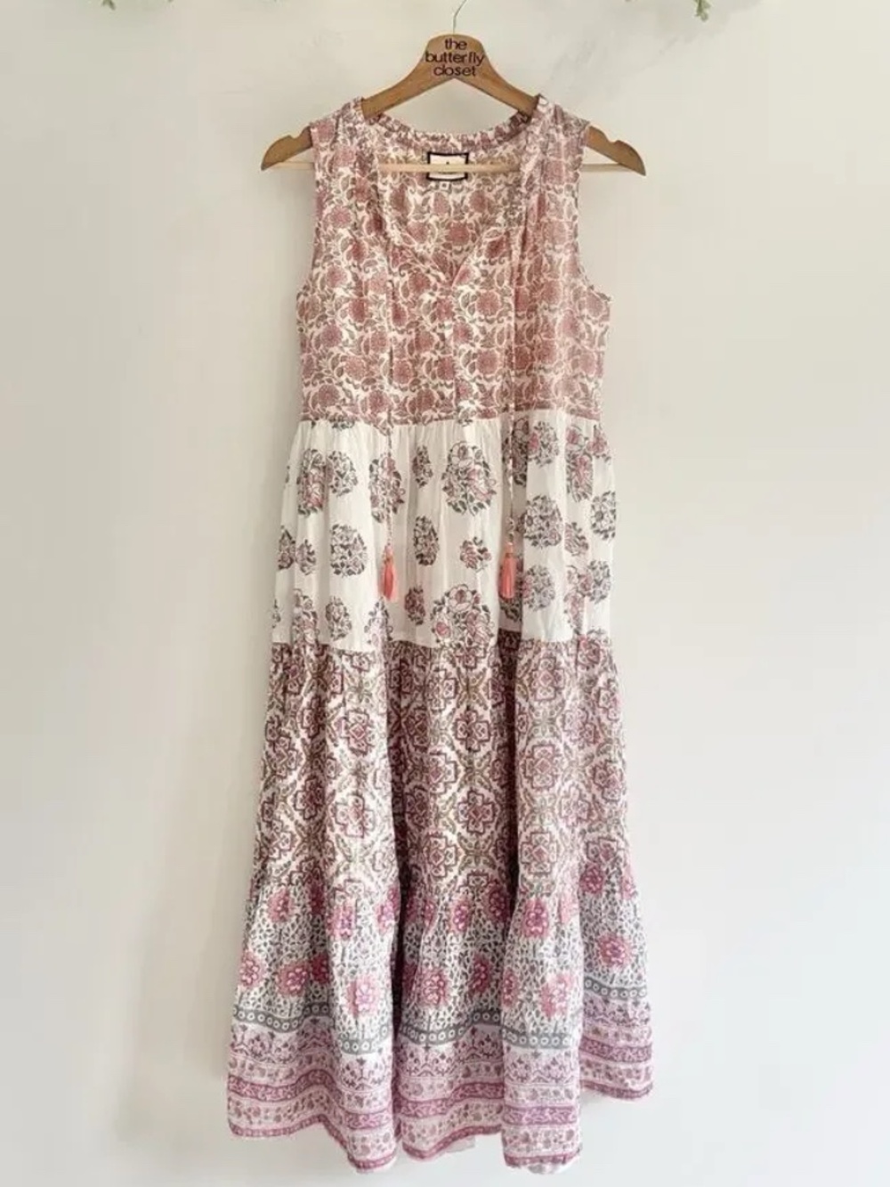 Tuckernuck Floral Tiered Midi Dress XS Bohemian